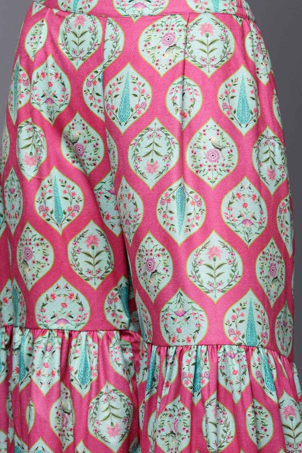 Buy Pink Velvet Printed Kurta Palazzo Set Online