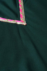 Rayon Fabric Solid Kurta With Palazzo In Dark Green