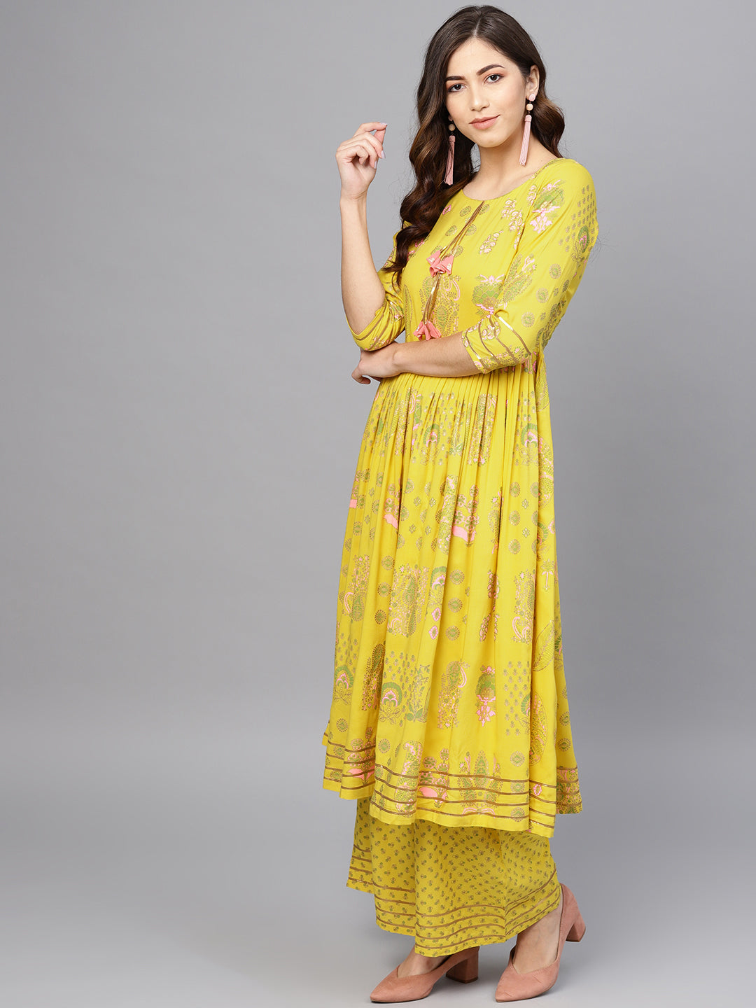 Rayon Yellow Kurta Online