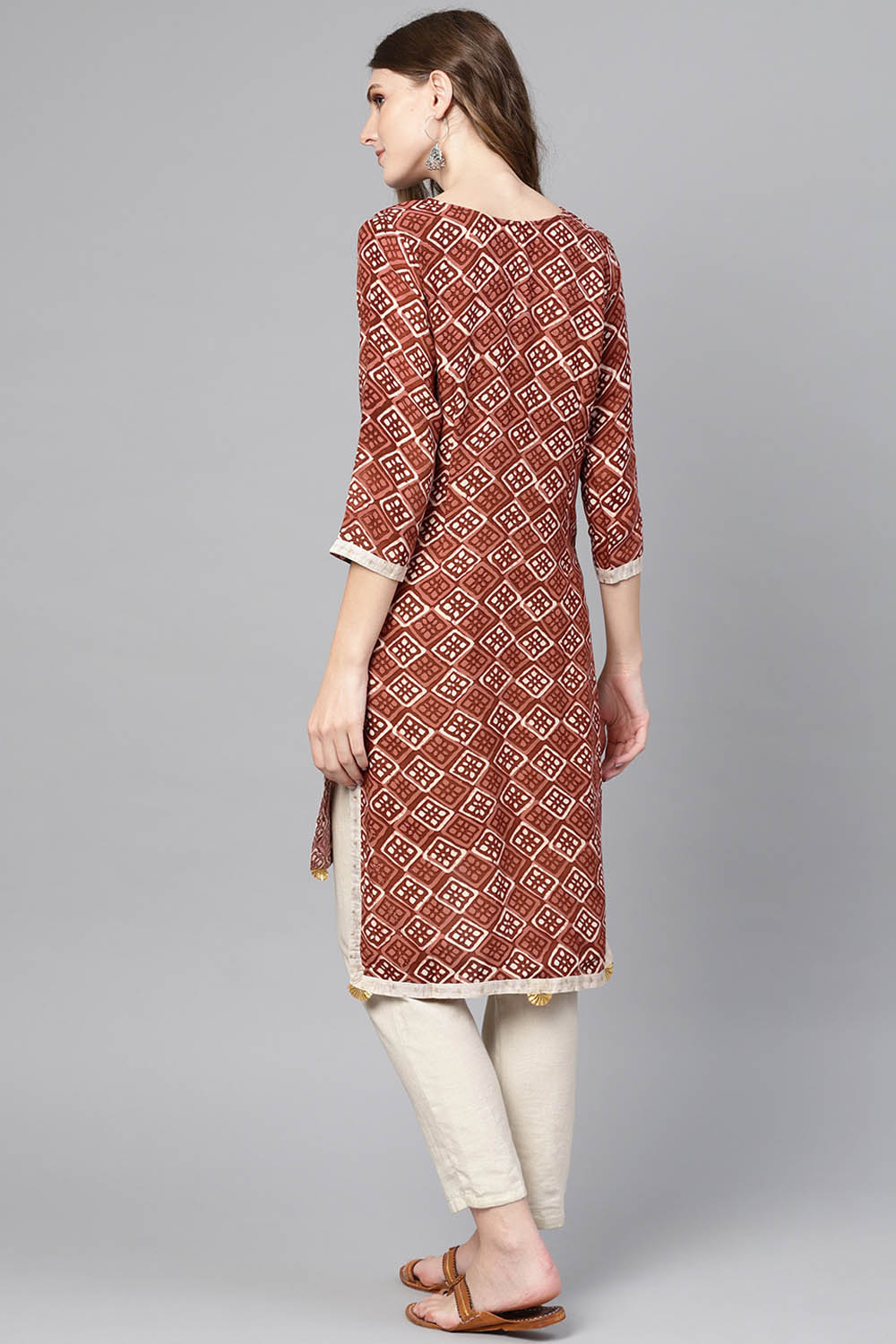 Rayon Printed Kurta Top In Maroon