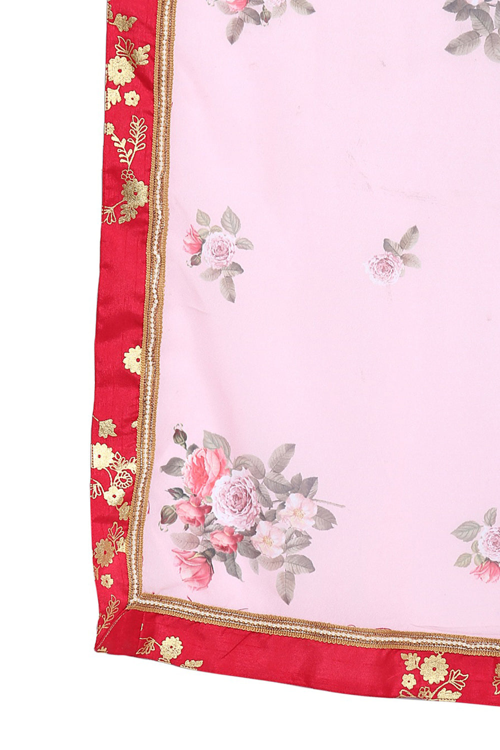 Faux Georgette Digital Print Saree In Light Pink