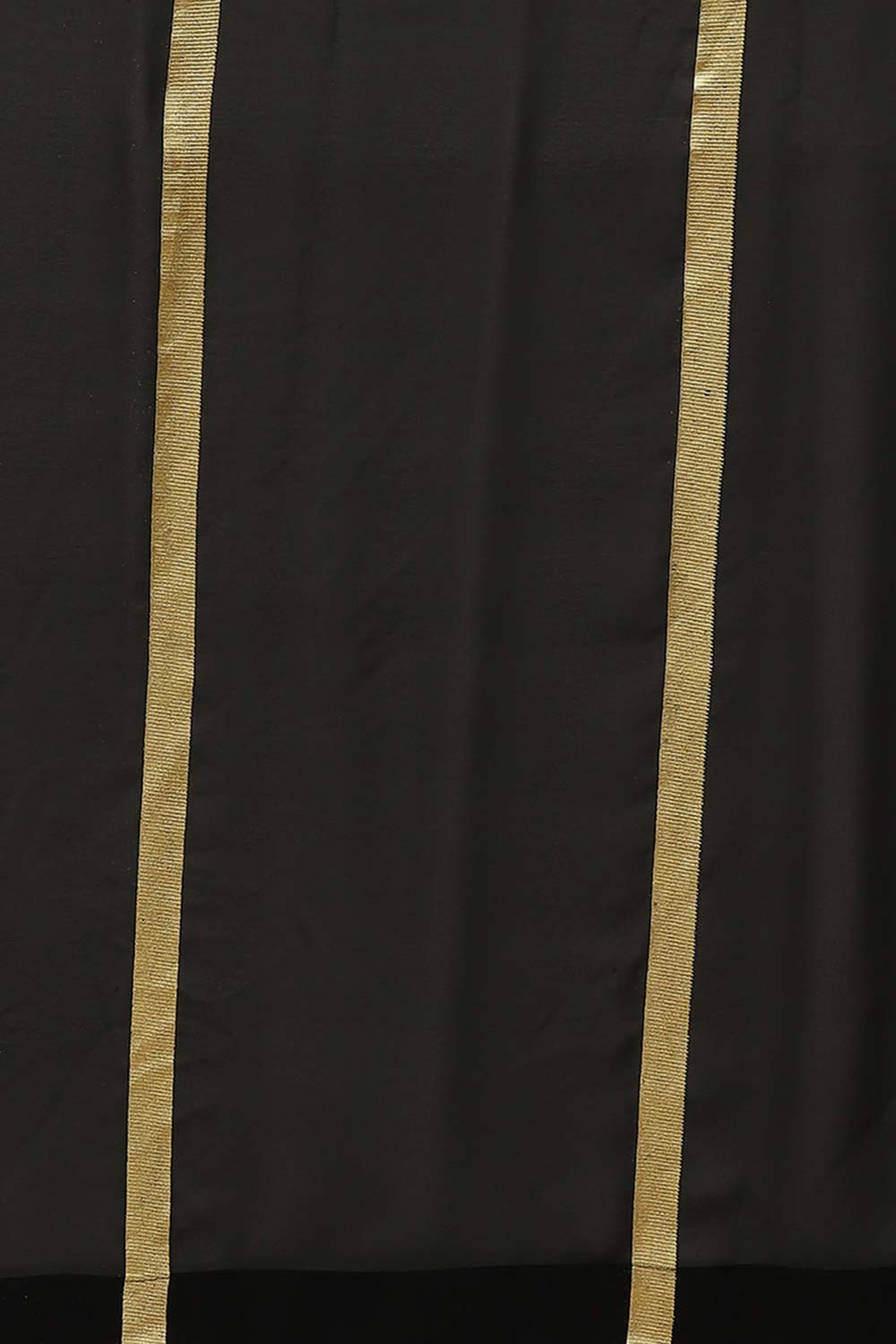 Buy Georgette Gold Striped Print Saree in Black - Zoom in