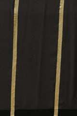 Buy Georgette Gold Striped Print Saree in Black - Zoom in