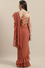 Chiffon Saree in Rusty Rose Online