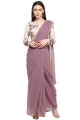 Faux Georgette Digital Print Saree In Mauve