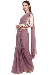 Faux Georgette Digital Print Saree In Mauve