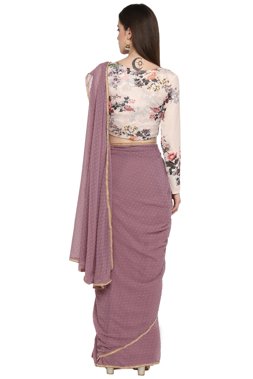 Faux Georgette Digital Print Saree In Mauve