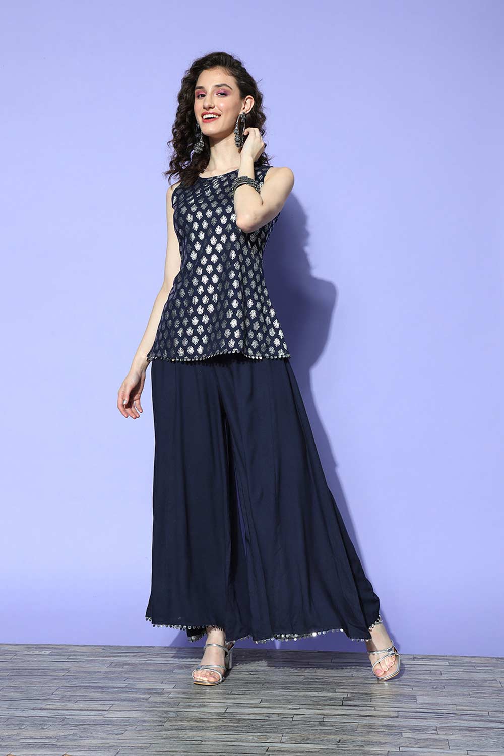 Buy Navy Rayon Printed Co-ords Online