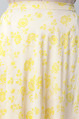 Crepe Cream Solid Top With Printed Skirt With Ruffle Details