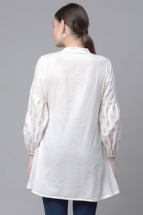 Off White Pure Cotton Printed Tunic