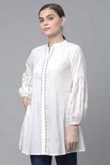 Off White Pure Cotton Printed Tunic