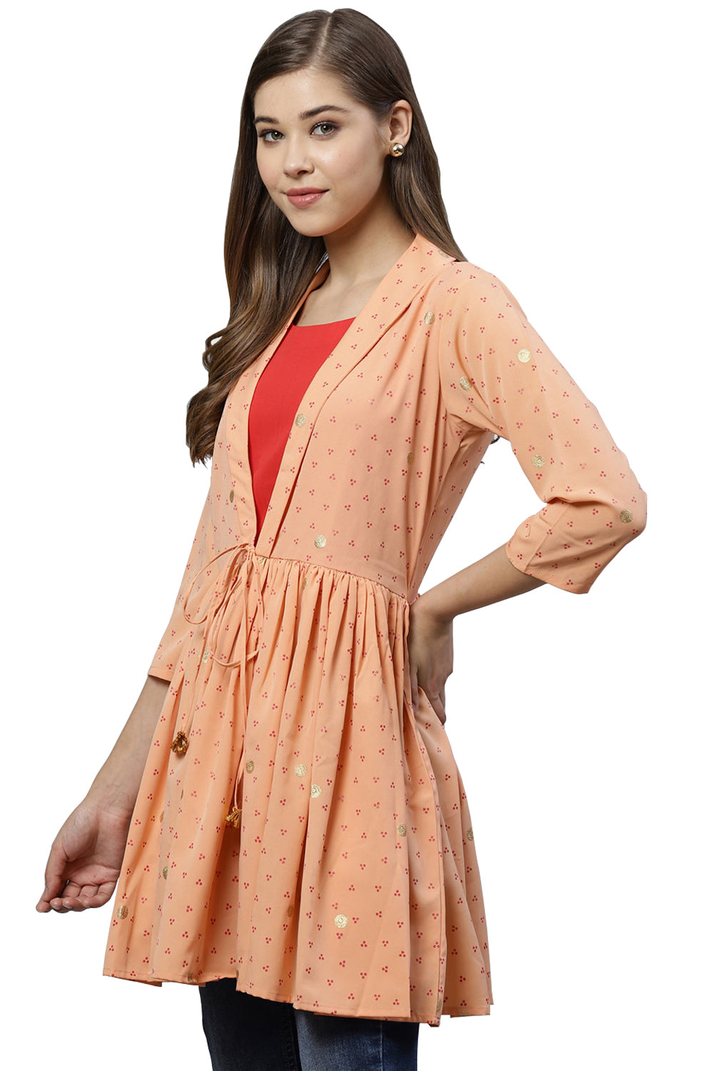 Crepe Printed Tunic In Peach