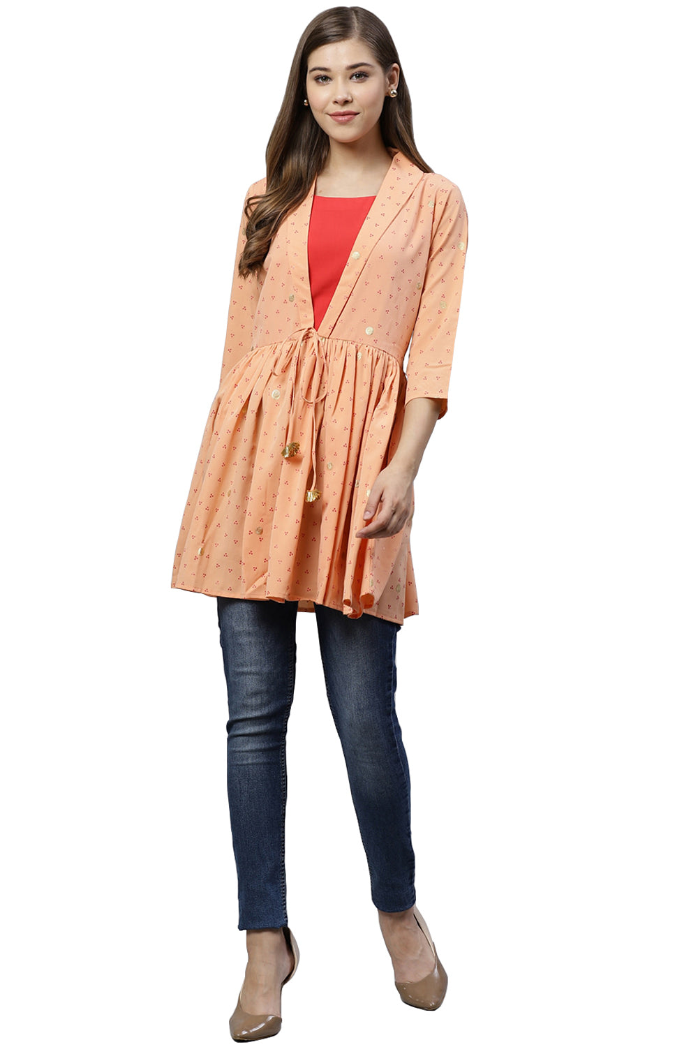 Crepe Printed Tunic In Peach