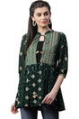 Buy Georgette Ethnic Motifs Tunic in Dark Green Online