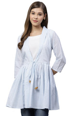 Buy Muslin Checks Print Tunic in Blue Online