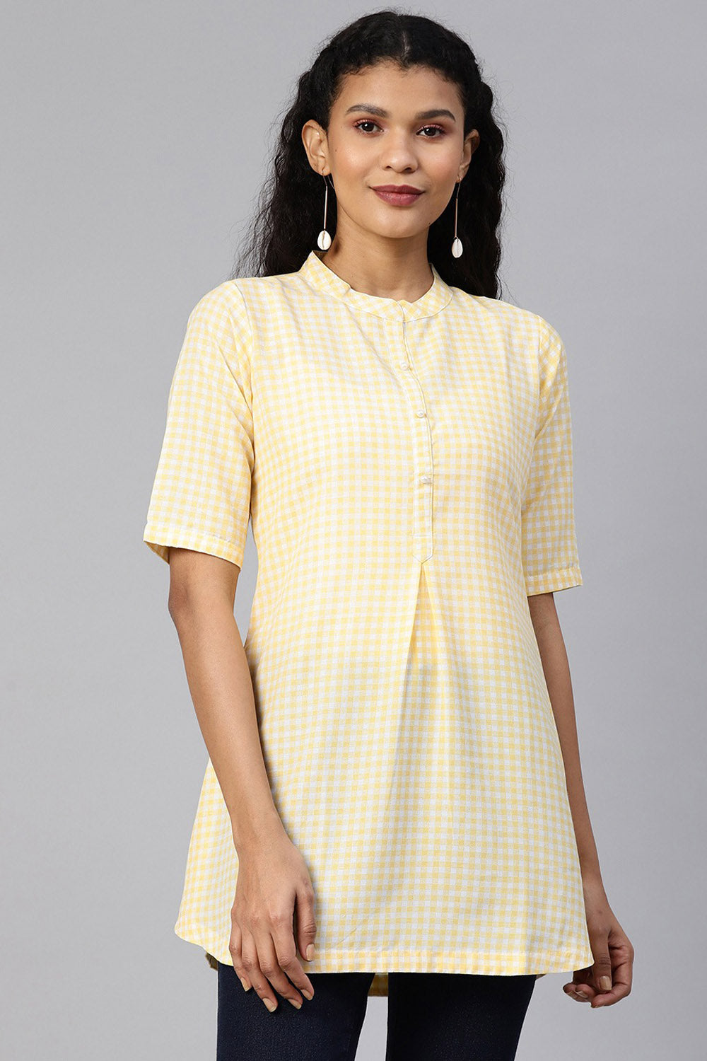 Buy Polyester Checked Kurtis Online 