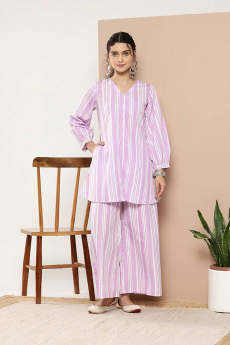 Buy Lavender Crepe Printed Co-ords Online