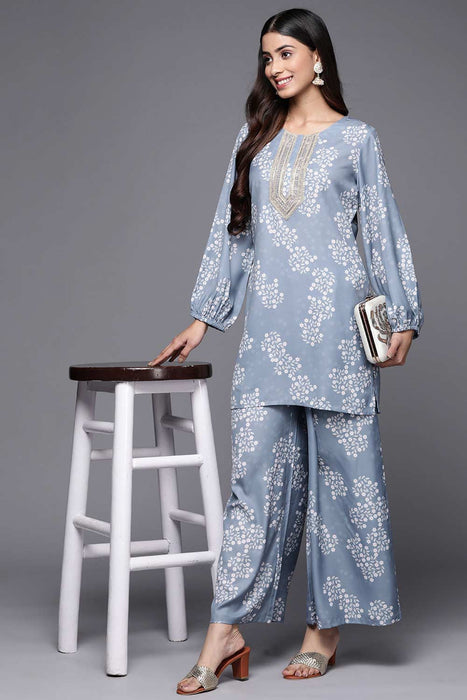 Buy Ahalyaa Blue Pure Cotton Tunic & Palazzos Ethnic Co-Ords Online at Best  Price