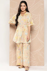 Buy Tan Printed Crepe Tunic With Palazzos Online