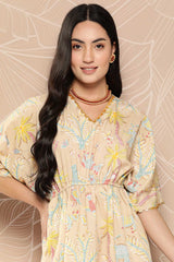 Buy Tan Printed Crepe Tunic With Palazzos Online