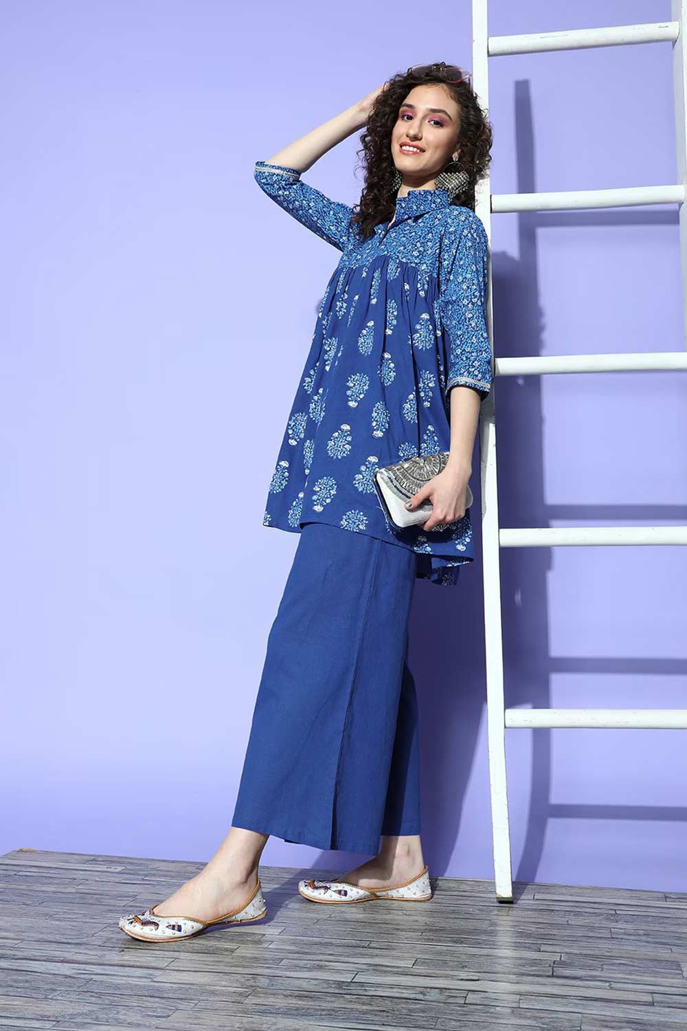 Buy Indigo Blue Pure Cotton Printed Co-ords Online