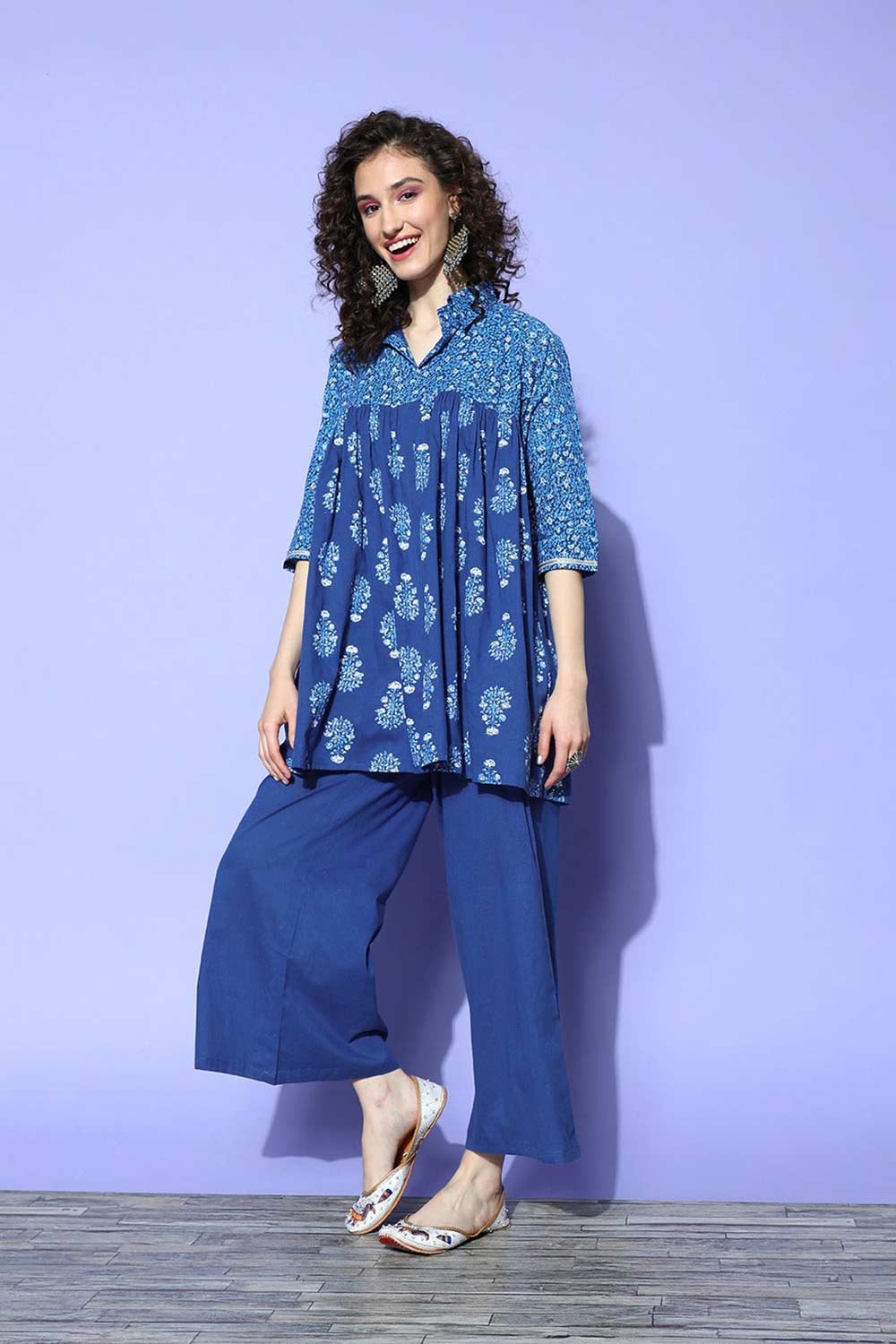 Buy Indigo Blue Pure Cotton Printed Co-ords Online