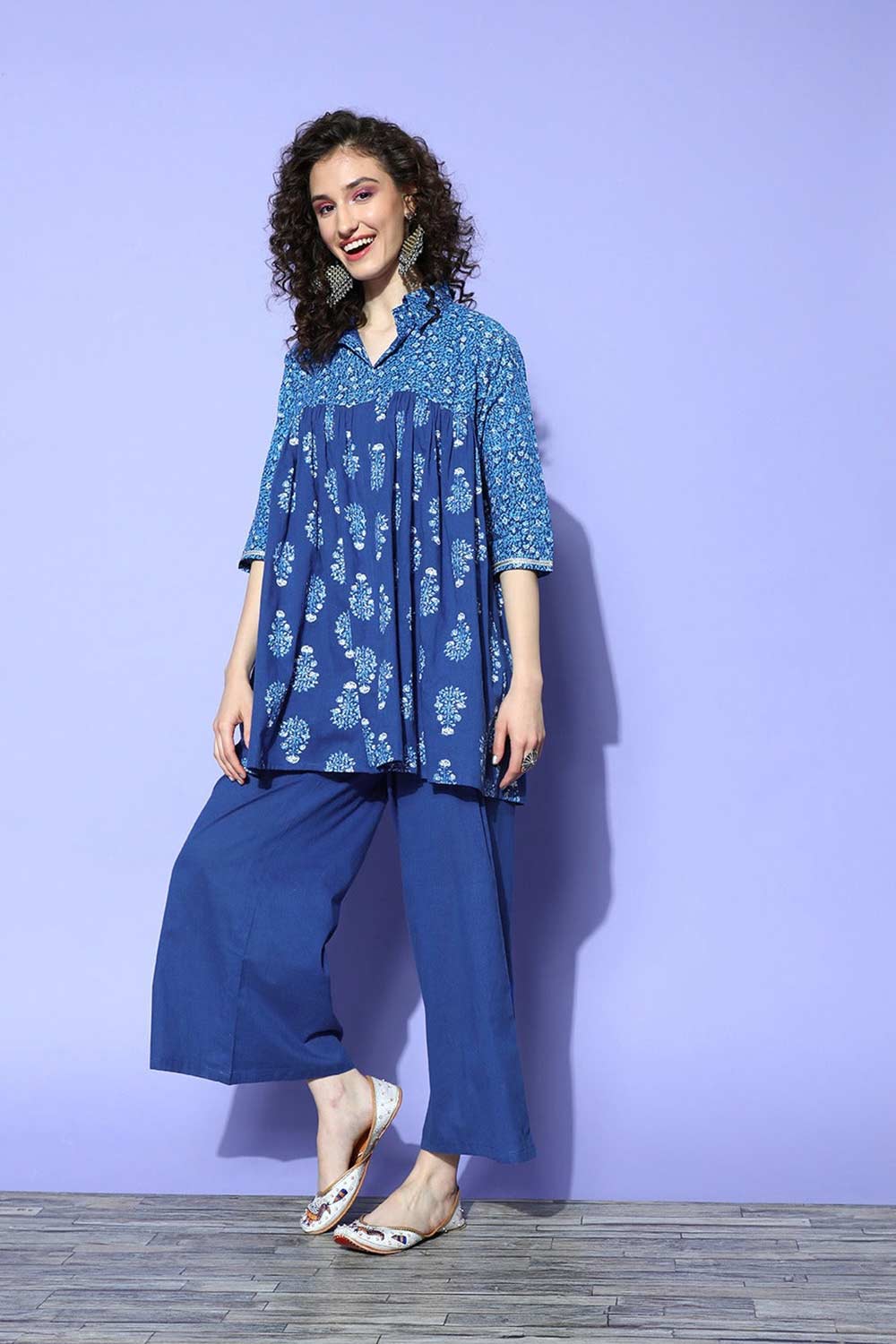 Buy Indigo Blue Pure Cotton Printed Co-ords Online