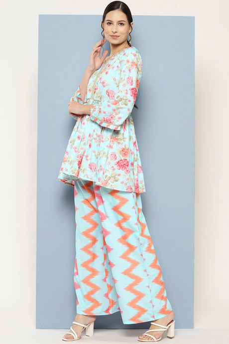 Buy Multi Color Printed Crepe Ethnic Co-Ords Online