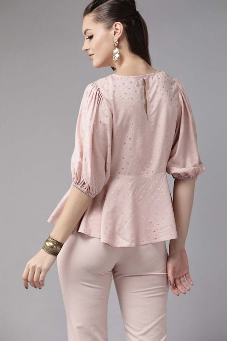 Pink Rayon Gold Foil Print Tunic