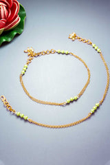 Gold And Green Small Bead Anklets