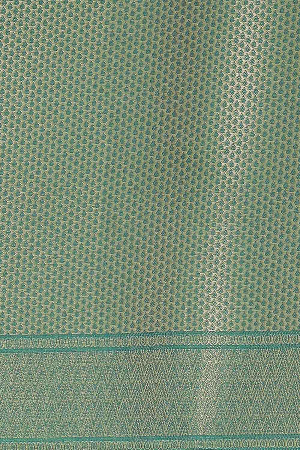 Kanjivaram Litchi Silk Woven Saree In Green