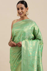 Kanjivaram Litchi Silk Woven Saree In Light Green