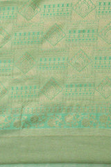 Kanjivaram Litchi Silk Woven Saree In Light Green