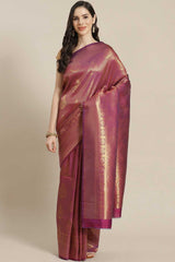 Kanjivaram Litchi Silk Woven Saree in Purple