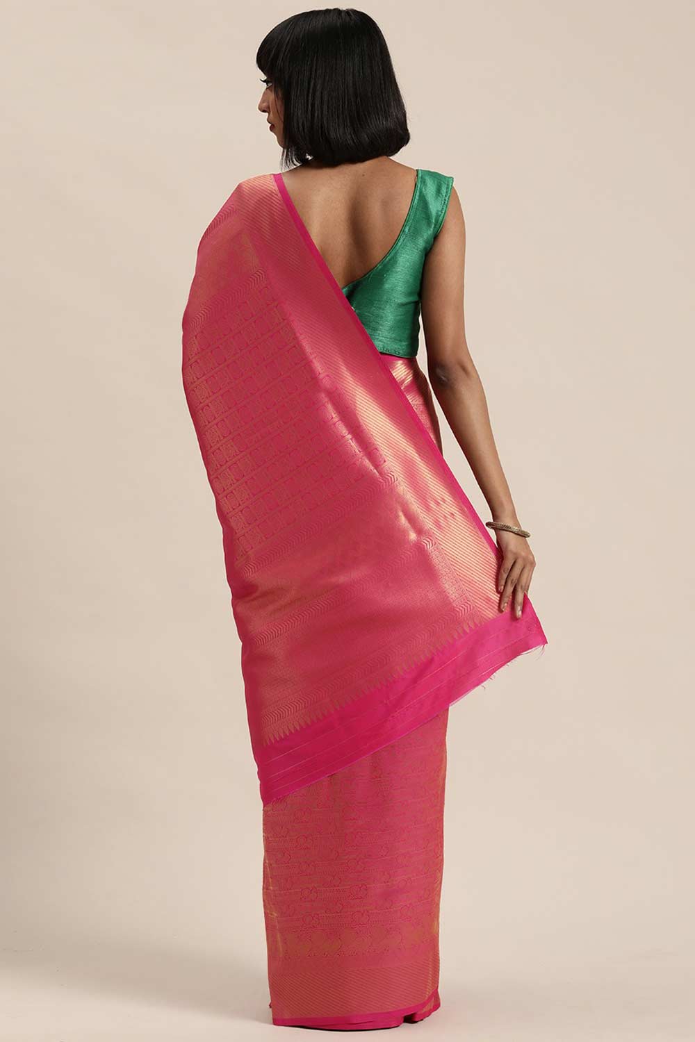 Buy Pink Kanjeevaram Silk Woven Saree Online