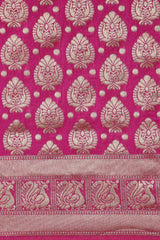 Kanjivaram Litchi Silk Woven Saree In Pink