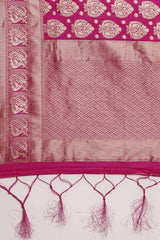 Kanjivaram Litchi Silk Woven Saree In Pink