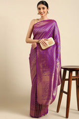 Buy Dark Green Kanjeevaram Silk Woven Saree Online