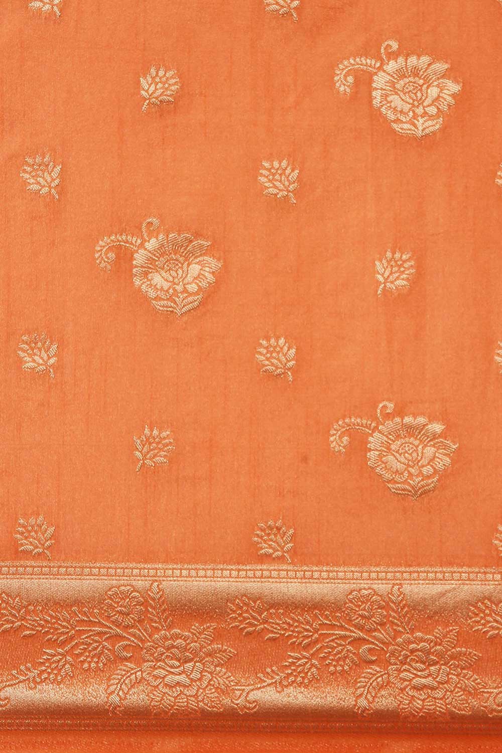 Kanjivaram Litchi Silk Woven Saree in Orange