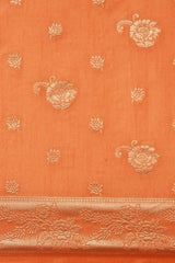 Kanjivaram Litchi Silk Woven Saree in Orange