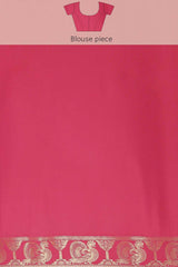 Kanjivaram Litchi Silk Woven Saree in Pink