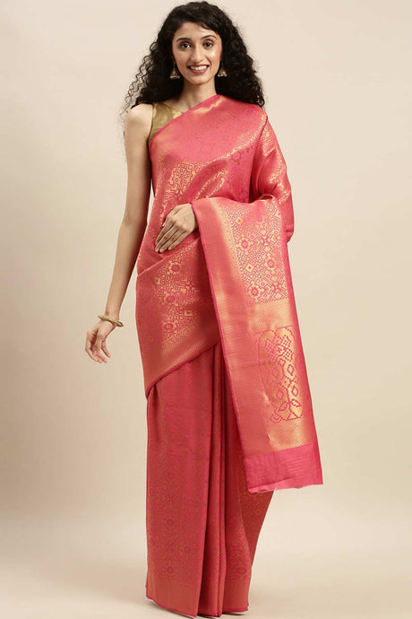 Buy Pink Kanjeevaram Silk Woven Saree Online