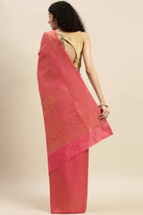 Buy Pink Kanjeevaram Silk Woven Saree Online