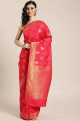 Buy Pink Kanjeevaram Silk Woven Saree Online