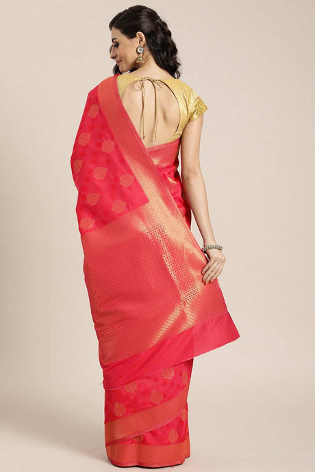 Buy Pink Kanjeevaram Silk Woven Saree Online