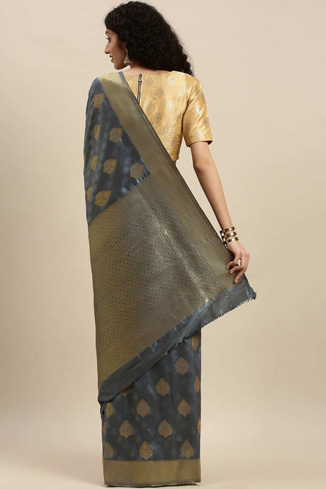 Buy Grey Kanjeevaram Silk Woven Saree Online