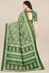 Olive Art Silk Ikat Print Saree