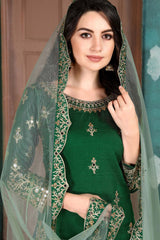 Green Art Silk Resham Embroidery Patiala Suit Set