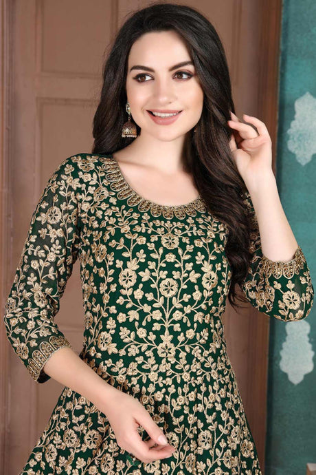 Green Georgette Resham Embroidery Anarkali Suit Set