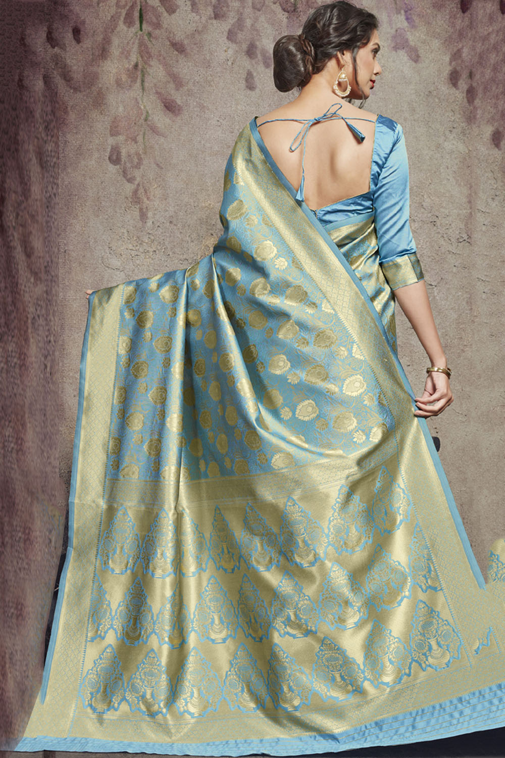 Art Silk Woven Saree In Turquoise